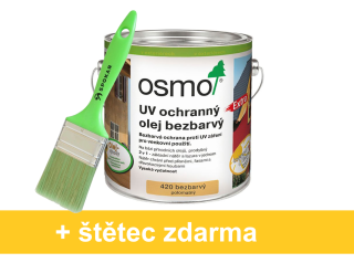 Osmo UV Ochranný olej extra 420 bezbarvý hedvábný polomat + štětec zdarma